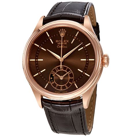 rolex mens leather watch